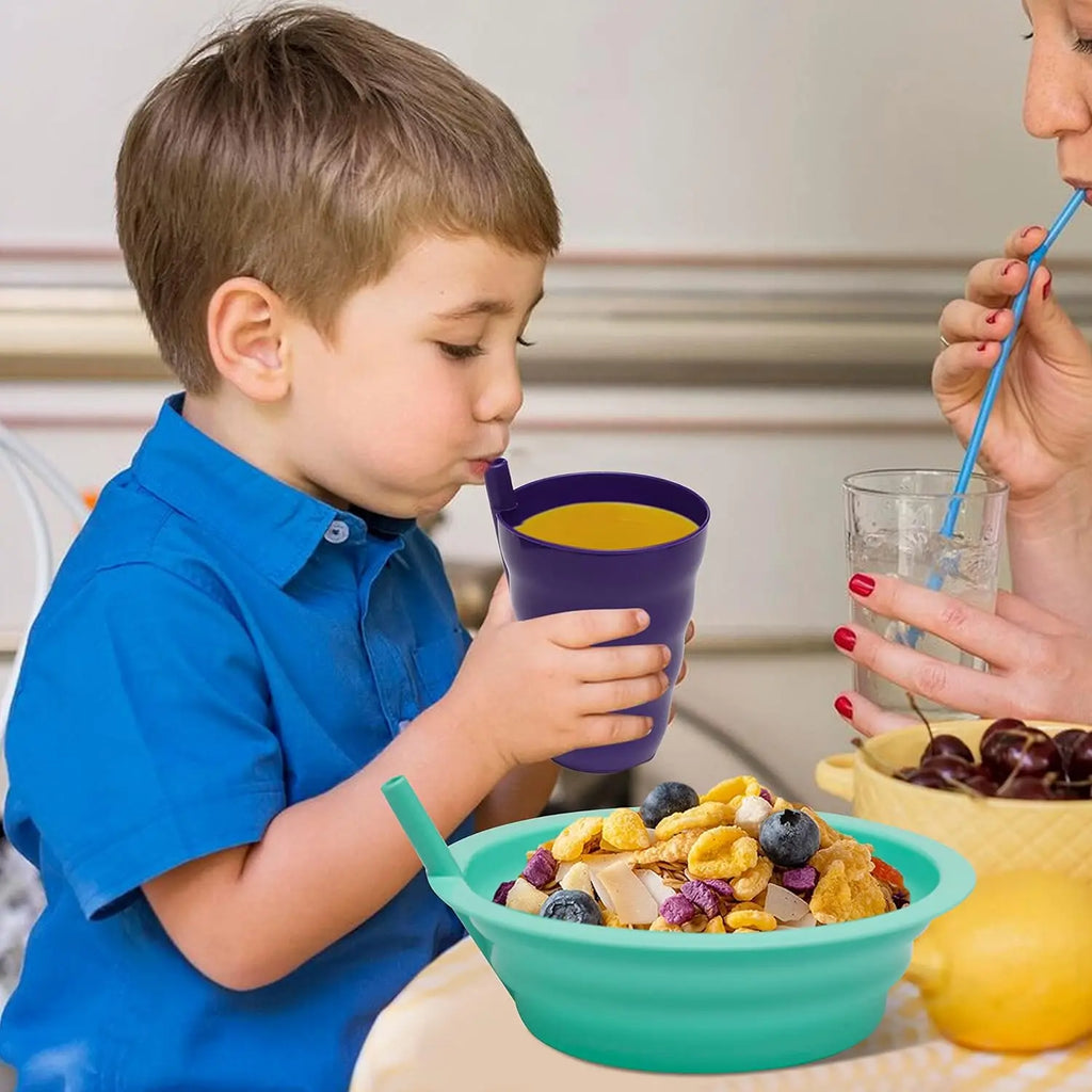 10OZ Cups for Kids Built In Straws for Everyday Use Stackable BPA Free Plastic Sip-A-Cup Drink Tumblers for Water Juice Milk