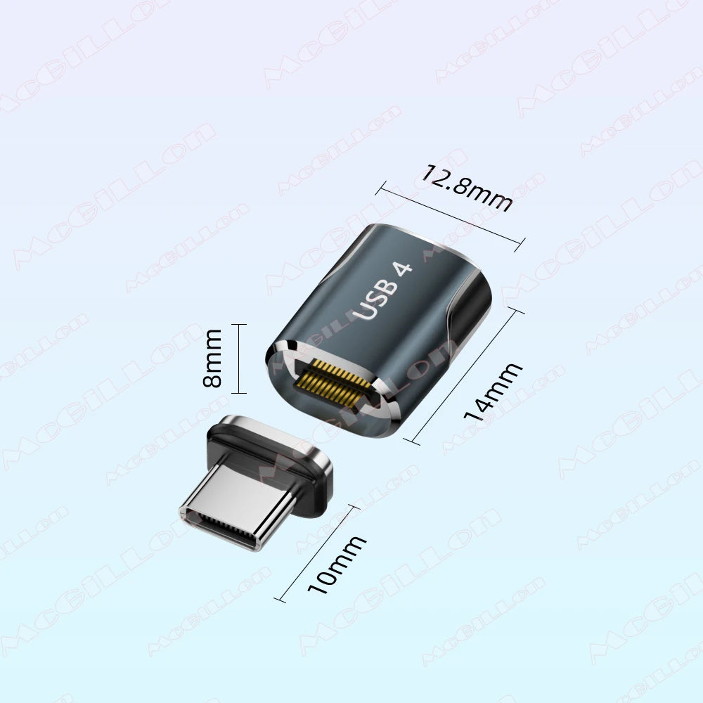 Mini USB4 80Gbps 240W Thunderbolt5/4 Magnetic Adapter USB C To Type C Fast Charge Magnet Converter Cable 8K@60Hz Type C Adapter