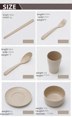 6 Pcs/Set Wheat Straw Baby Tableware Children Food Dishes Bowl Feeding Infant Learning Dinnerware Spoon Chopsticks Fork Cup New