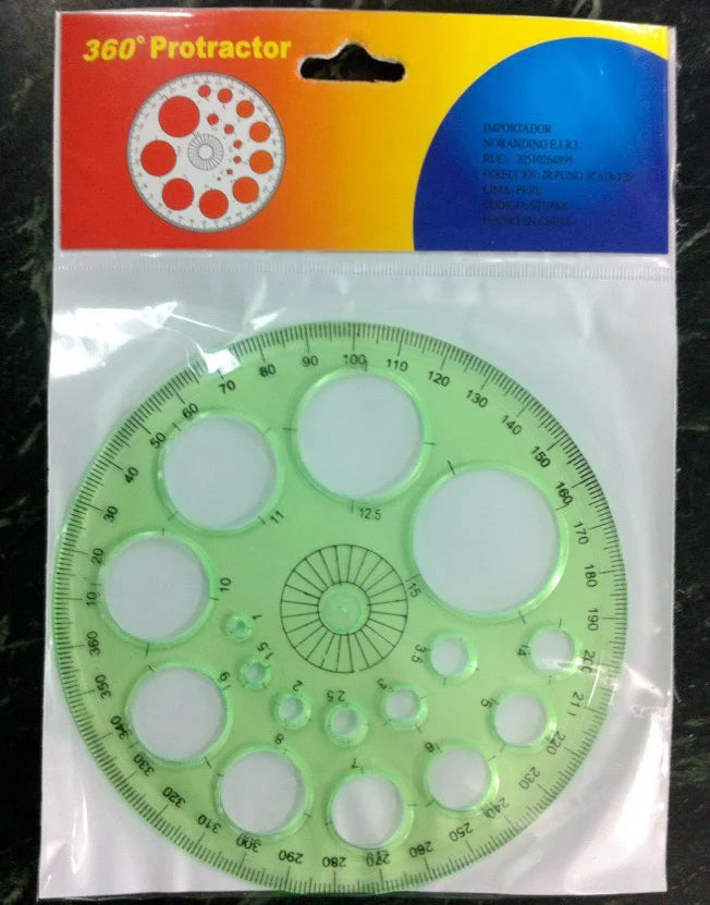 Ellen Brook 1 PCS Stationery 360 Degree Round Ruler Transparent Circle Office School Drafting Supply Protractor Template