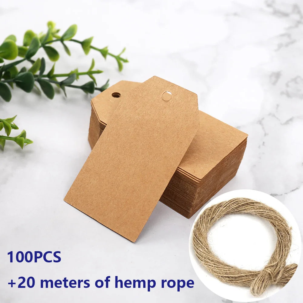 100pcs Small Kraft Paper Gift Price Tags for Wedding Birthday Party Decoration And Jewelry Pricing