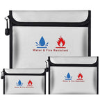 Fireproof Waterproof Document Bag with Zipper Closure for Certificates Money Cards Storage Home Office Travel Portable Organizer