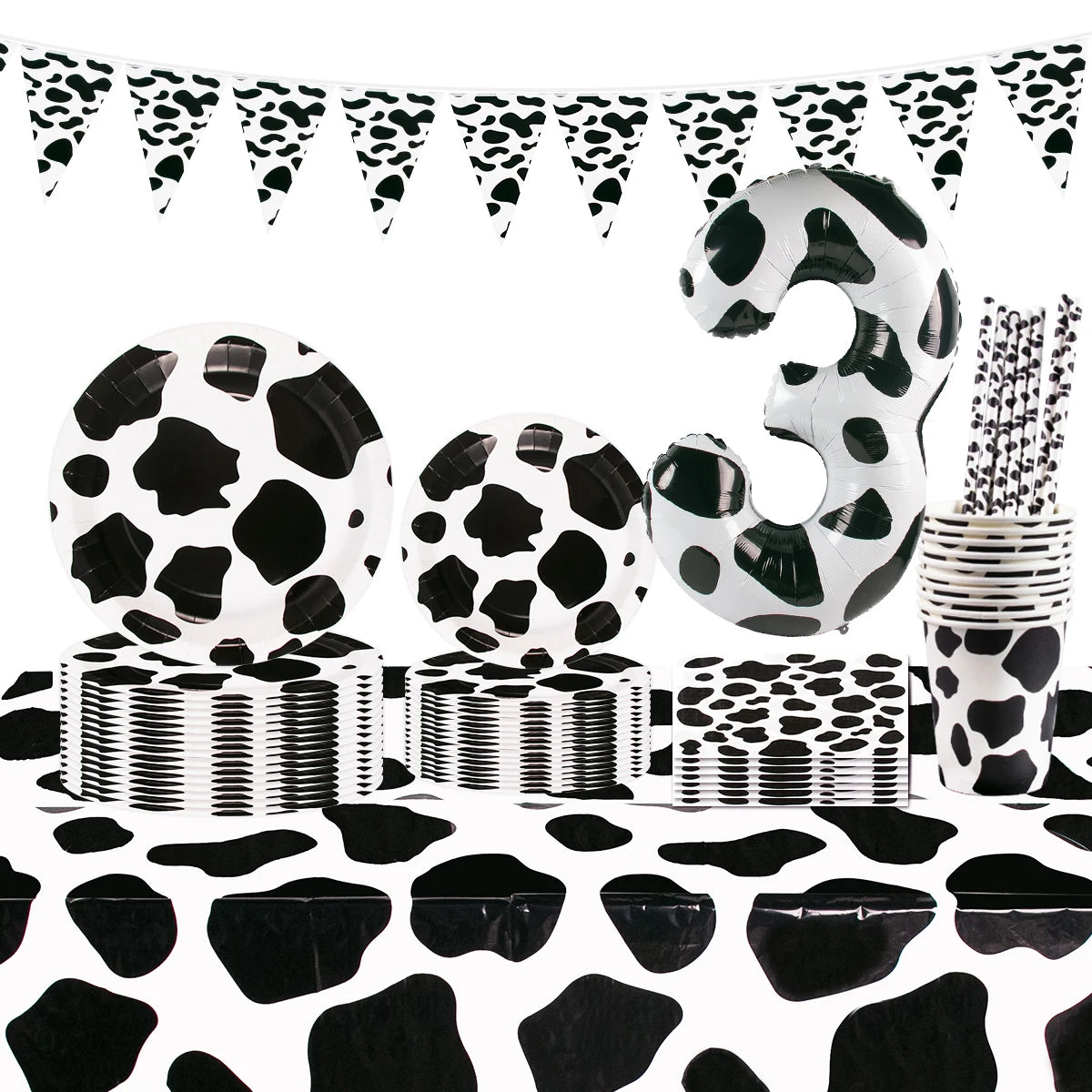 Cow Party Themed Disposable Tableware Set Paper Plates and Cow Napkins for Kids Cow Themed Birthday Party Decorations