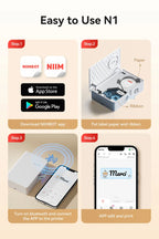 Niimbot N1/B18 Thermal Transfer Label Printer Label Maker with Black Ribbon Paper Tag Sticker for Home Office Jewelry Garden