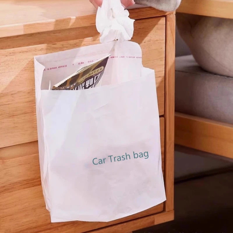 20-60Pcs Car Disposable Trash Bags Self-Adhesive Garbage Bag Portable Traceless Pasting Rubbish Storage Bag For Car Home Office