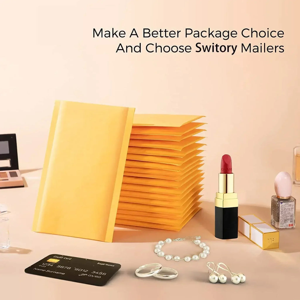50Pcs Kraft Bubble Envelopes Paper Padded Mailers Shipping Packaging Envelope Mailing Courier Postal Storage Encelopes