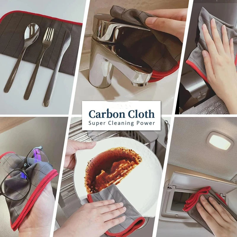 3PCS Carbon Microfiber Cleaning Cloth Lint Free Reusable Kitchen Dish Cloth Glass Window Polishing Streak Free Miracle Clean Rag