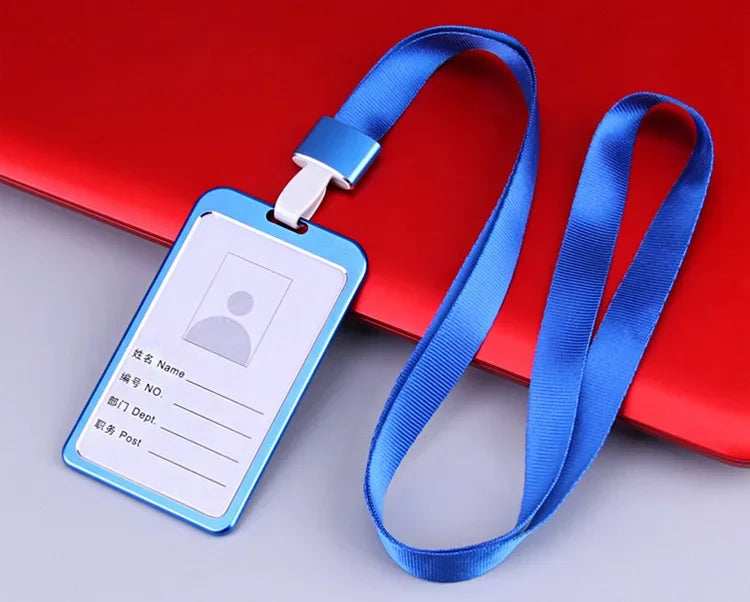 Fashion Card Cover Women Lanyard Aluminum Alloy Work ID Card Holder Business Work Card ID Badge Holder Metal Bags Case