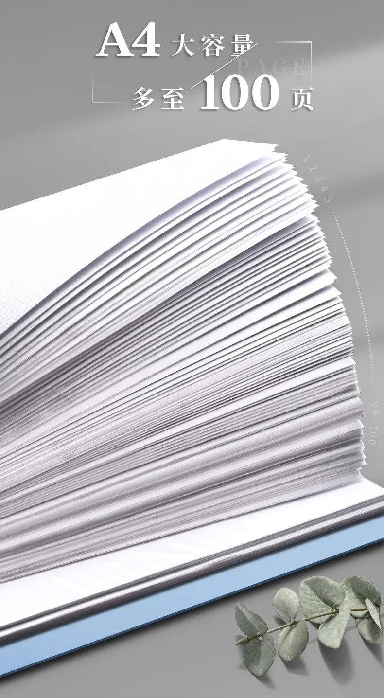 100 Pages A4 Thickened Folder Information Book Large Capacity Diy File Folder Multifunctional Document Organizer Desktop Storage