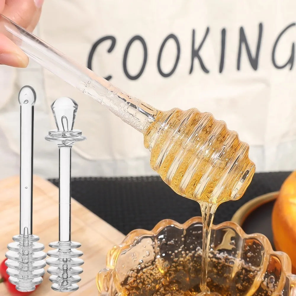 1Pcs Honey Spoon Plastic Honey Dipper Stick Syrup Dispenser Spoon Jar Stick Kitchen Accessories Server Honey Cooking Tools