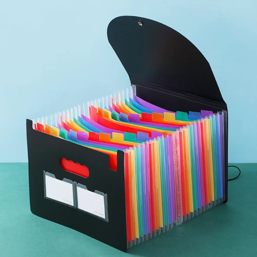Portable 13/25 Pockets Expanding File Box A4 Expanding Capacity Accordion File Folder Document Organizer Office