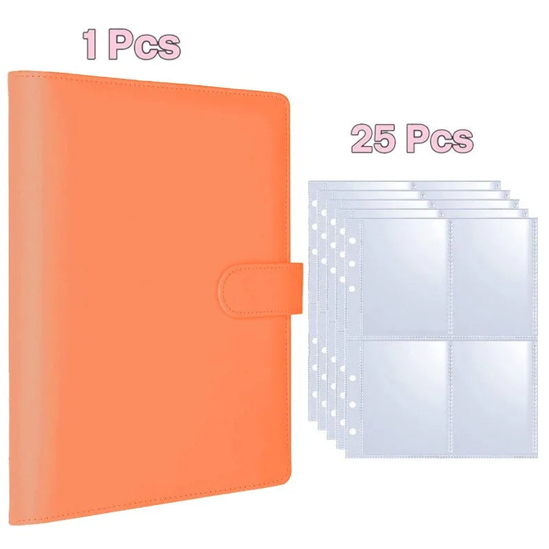 A5 Notebook Photocard Binder 25pcs Page(4 Grids)  PU Leather Loose Leaf Organizer Photo Binder Book Kpop Photo Albums Idol Cards
