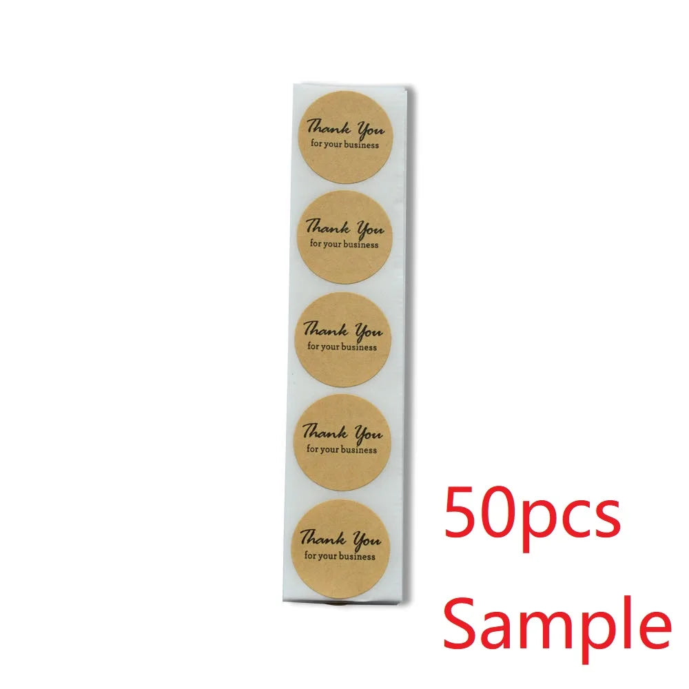 50pcs Happy Mail Stickers Scrapbooking1 Inch Round Kraft Stickers Seal Labels Envelope Packaging Labels Stationery Sticker