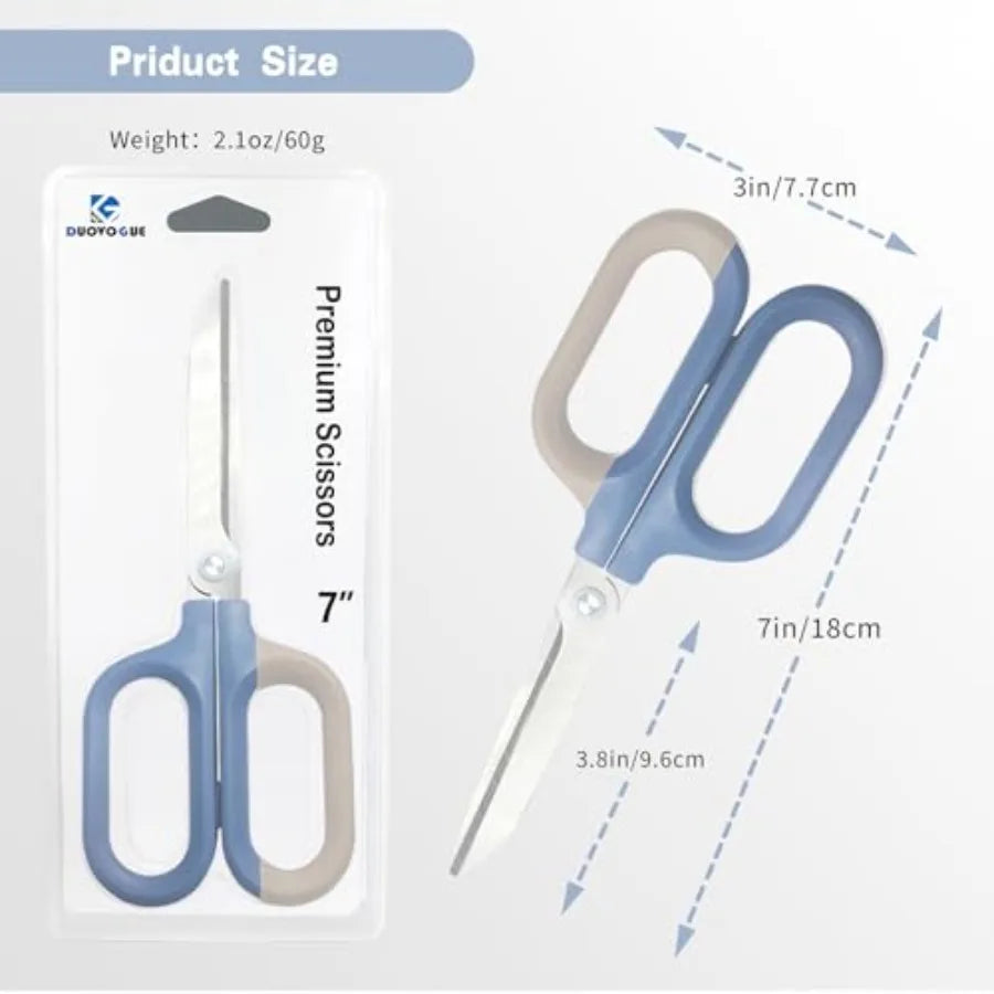 Blue Cute Office Scissors with Comfort-Grip Handles, Sharp Craft Scissors for DIY Art, Sewing, Fabric, Student, Teacher, and Ho