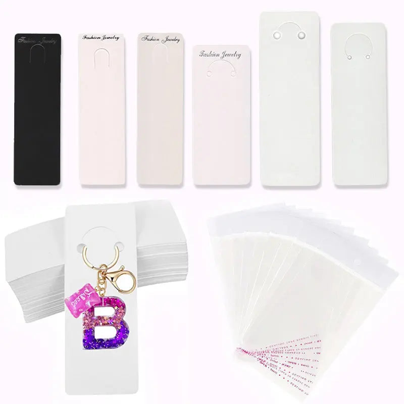 50pcs/lot Muti-size Keyrings Paper Cards White Black Packing Cards for Jewelry Keychain Display Cards Holder Retail Price Tags