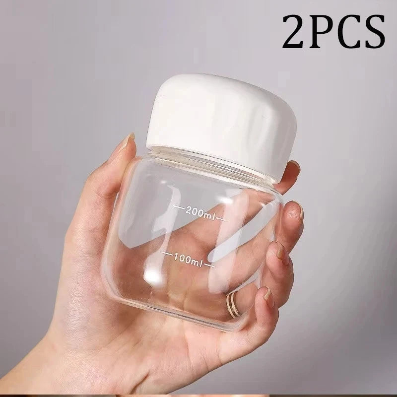 1/2PCS 300ml Small Water Bottle Plastic Portable Leakproof Mug Juice Milk Drinking Cup with Scale for Outdoor Kitchen School