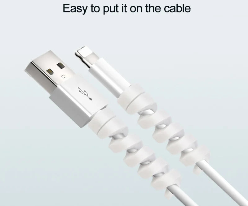 10pcs Cable Protector Silicone Charge Cable Spiral Winder Wire End Cord Savers Cover For Phone USB Charger Cable Accessories