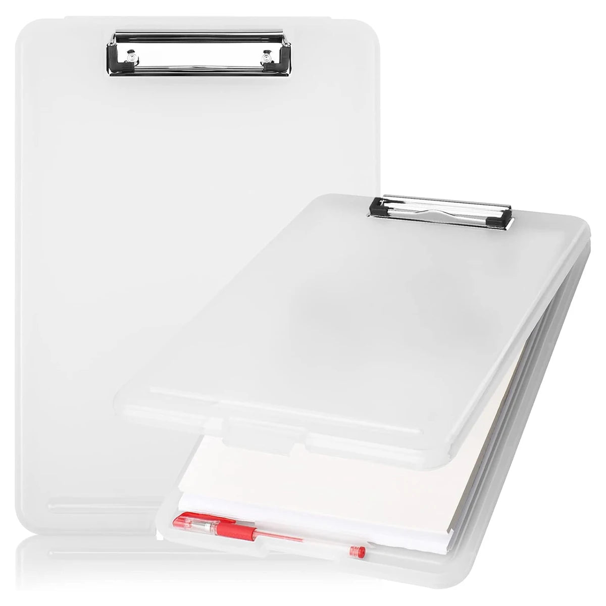 Clipboard with Storage (Multiple Colors Available) with Low Profile Clip, 9.5 x 13 Inch Sturdy Portable Writing Board, Foldable