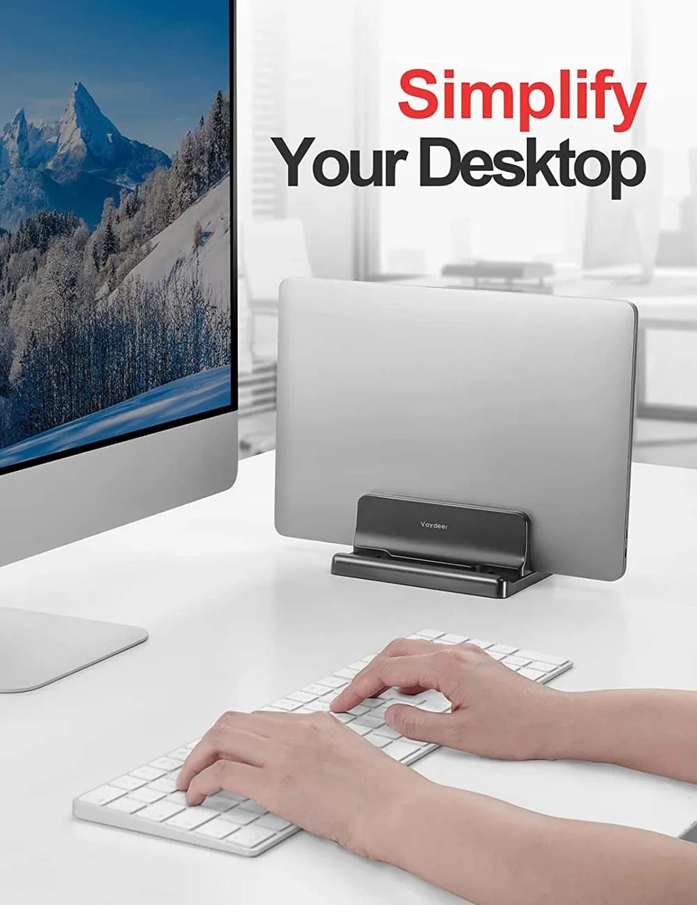 Dual-Slot Vertical Laptop Stand Holder Adjustable Double Desktop Notebook Dock Space-Saving for MacBook HP Dell Chrome Book iPad