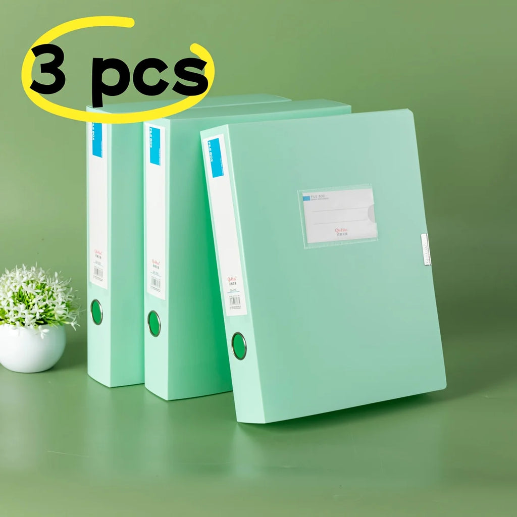 3pcs Large Capacity Plastic File Boxes for Office Use - Document, Personnel Records, Financial Accounting, and Invoice Storage