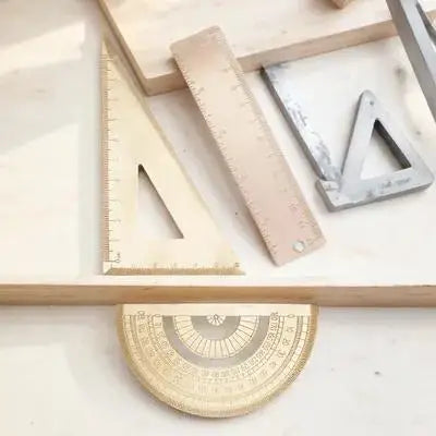 1Set Brass Drawing Measurement Ruler Set Geometry Triangle Straightedge Protractor for Students Teachers Artists Accurate Scale
