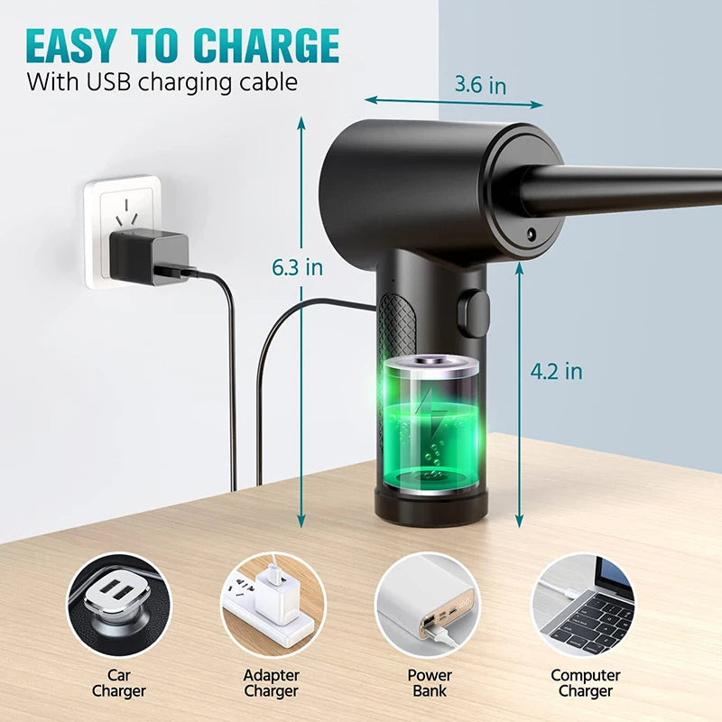 Compressed Air Duster For Computer Laptop Keyboard Car Camera Cleaning 51000 RPM USB Charging Portable Wireless Air Blower