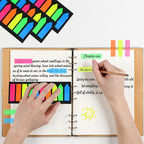 PET Page Markers Sticky Index Tabs, Bright Colors Arrow Flag Tabs for Book Annotation, Writable File Classification Labels