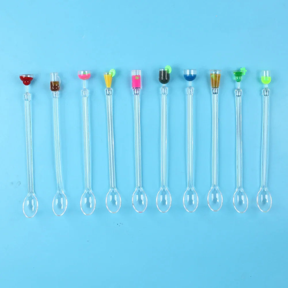 Clear Acrylic Cocktail Stirrers, Drink Mixing Spoon Sticks, Bar Coffee Stirring Rods for Home, Cafe, Restaurant & Party Use