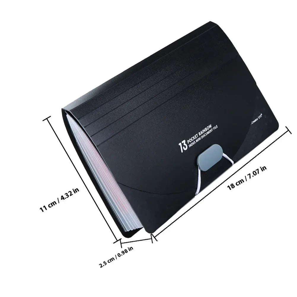 Portable Accordion File Organizer A6 Size 13 Compartments Mini Receipt Holder Three Side Seal Expandable Document Organizer