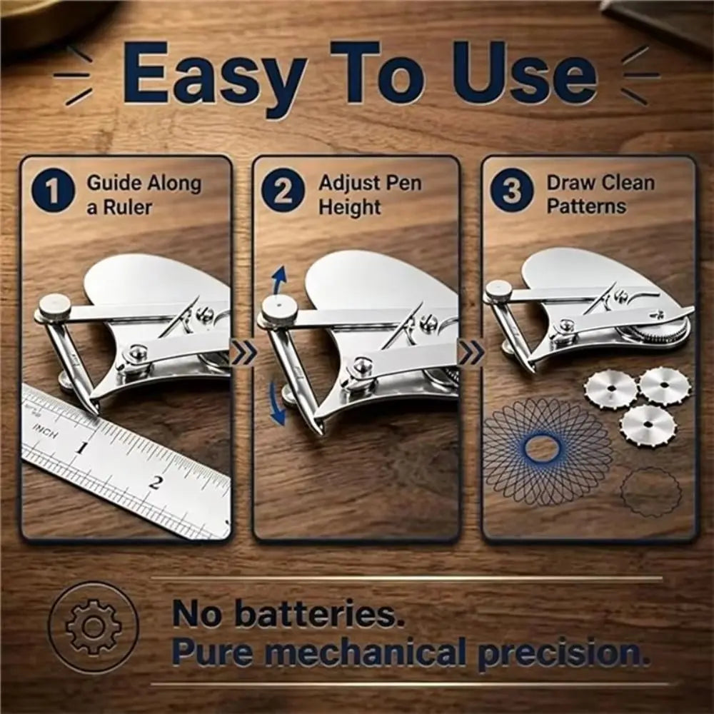 Vintage Precision Ruling Pen Set Solid Alloy Material Interchangeable Wheels Mechanical Gear Train Four Specifications