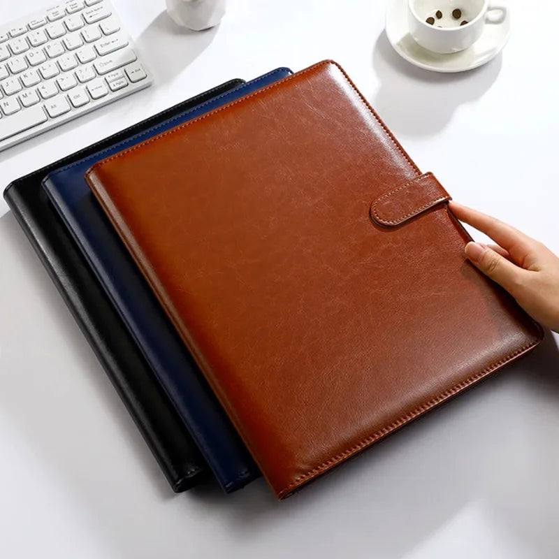 1PC A4 Size Texture PU Leather Multi-Functional Business Folder with Clip Pen Holder And Card Slots for Office Sales Bank Meetin