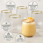 12-48Pcs 14oz Plastic Ribbed Wine Glasses Disposable Stemless Wine Glasses Plastic Cocktail Glasses for Party Unbreakable