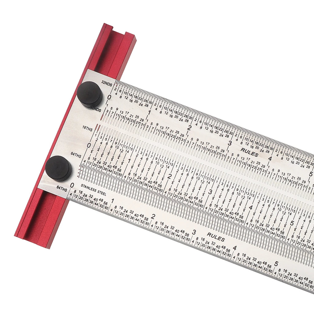 6/12 Inch Line Ruler Precision Marking 1/ 64" T Rule Woodworking Tools Stainless Steel Positioning Scribe Gauge with Marking Pen