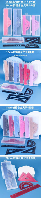 4pcs Metal Ruler Set - 6 Colors Maths and Drawing Tools, Drafting Rulers for Students and Designers