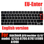 Keyboard Cover For MacBook Pro with Touch Bar 13&15 2016-2019 Model: A2159, A1989, A1990, A1706, A1707), Silicone Skin Protector