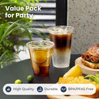 20 Clear Plastic Fruit Cups with Flat Lids PET Disposable Parfait Crystal Cups Suitable for Ice Coffee Juice and Beer Tumblers