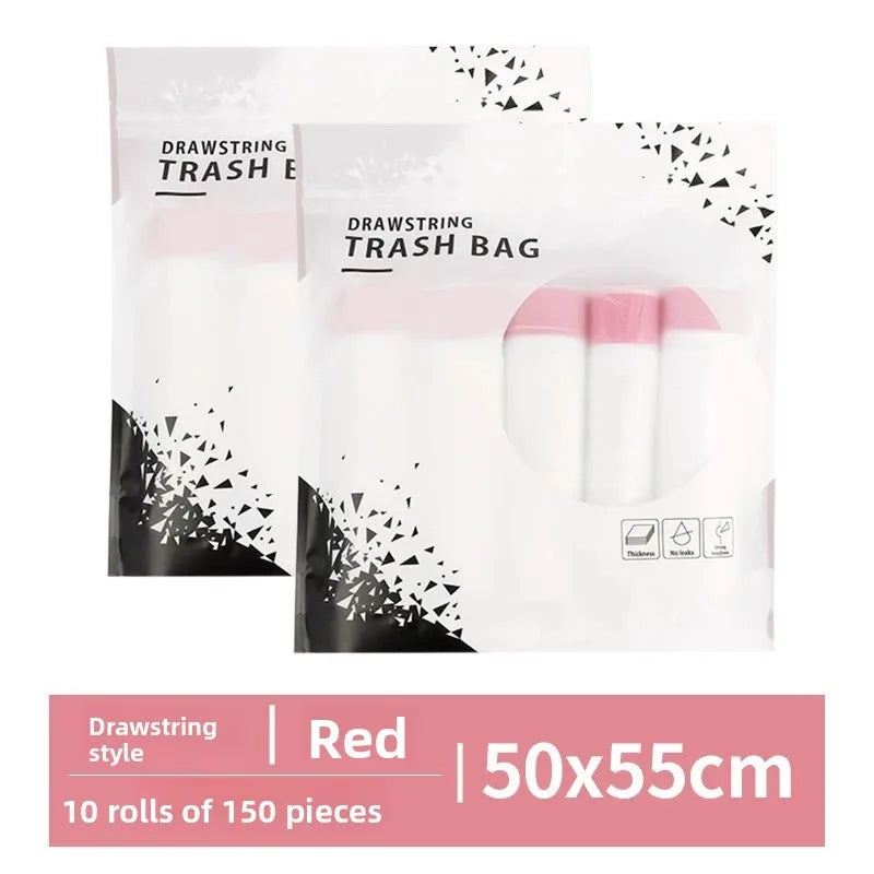 Drawstring Trash Bags Kitchen Waste Disposable Garbage Can Liners Strong Home Office Assorted Sizes Clear