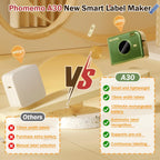 Phomemo A30Label Maker Wireless Mini Thermal Printer Portable Adhesive Sticker Barcode Labeling Machine for Home School Office