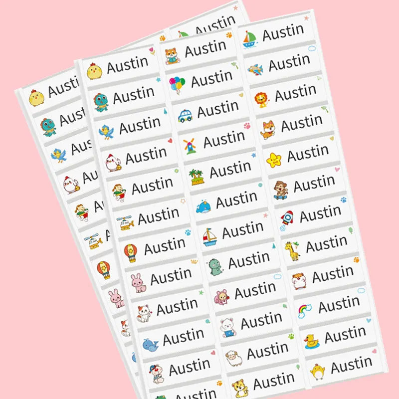 ‌Personalized Waterproof Name Stickers for School - Custom Tags for Kids, Lunch Boxes & Water Bottles,Multilingual Labels‌