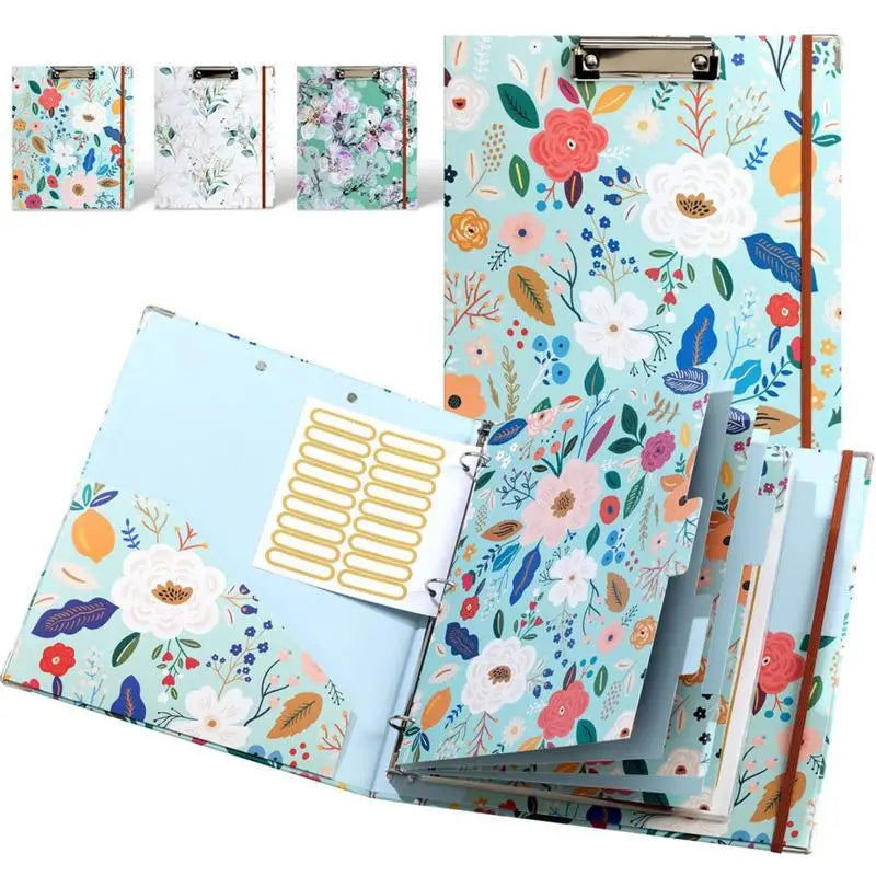 3 Ring Binder Portable 3Ring View Binder Non-Stick File Folders Letter Size Refillable Office Supplies with Divider School