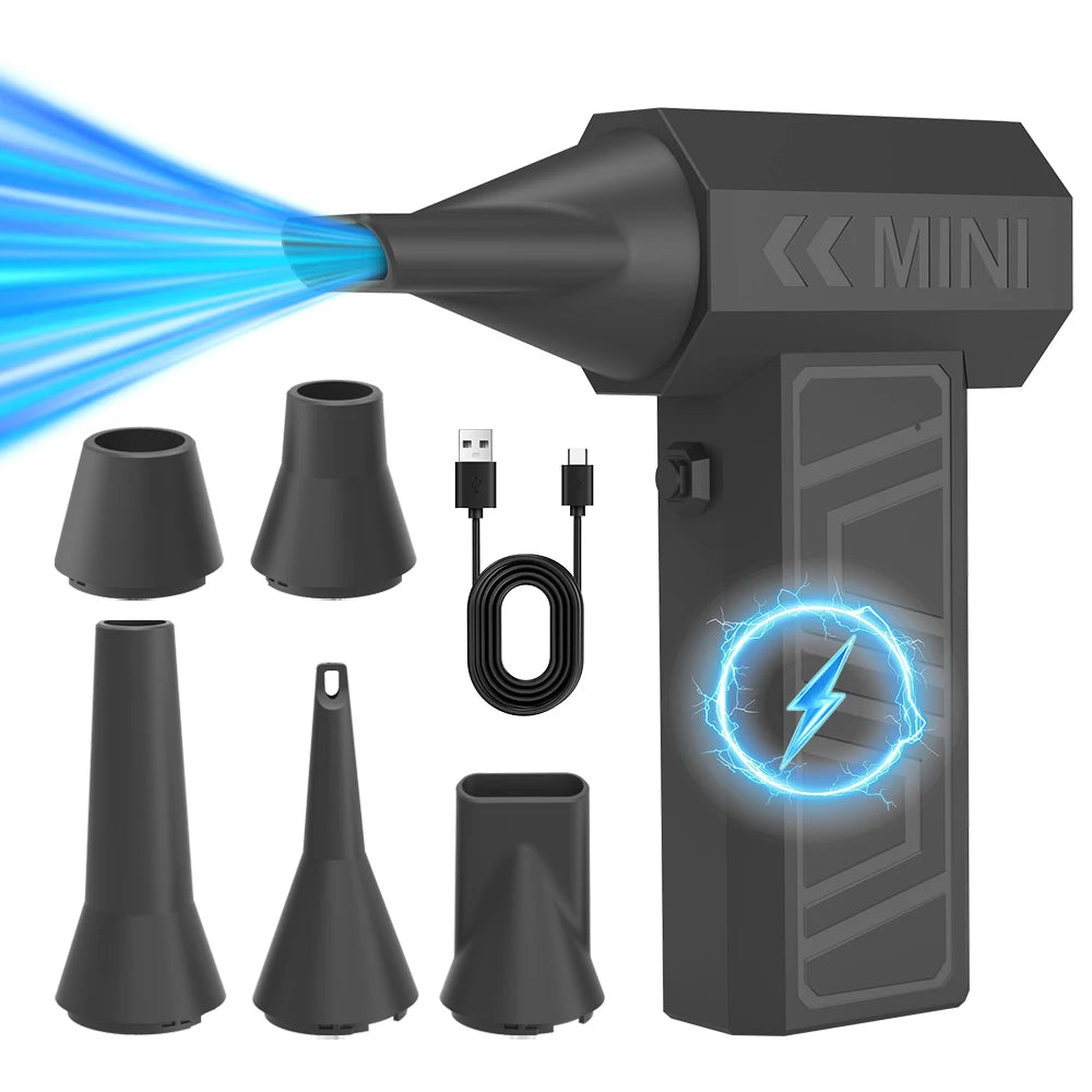 Turbo Jet Fan High Speed Vacuum Mini Electric Air Duster Rechargeable Cleaner for PC Keyboard Car Dust Snow Leaf Blower 4-Gear