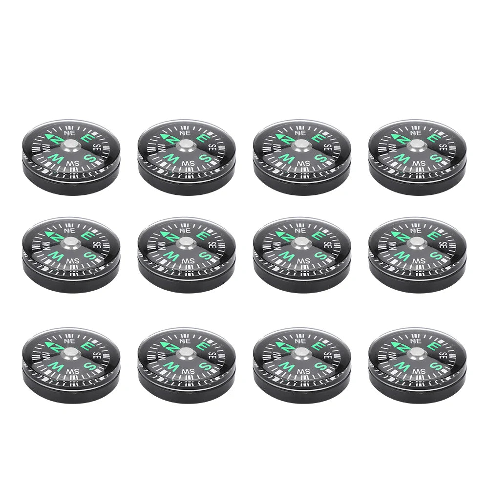 12pcs 20mm Mini Pocket Oil Filled Compass Survival Compasses For Hiking Camping Outdoor Activities Accessory