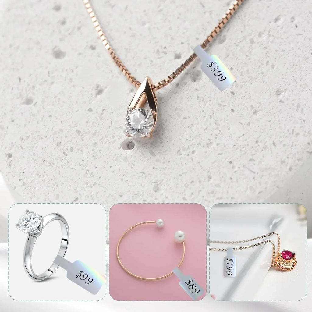 500pcs Paper Price Tags Jewelry Tags Self Adhesive Blank Labels Display Card Packaging Sticker Necklace Earring Bracelet DIY
