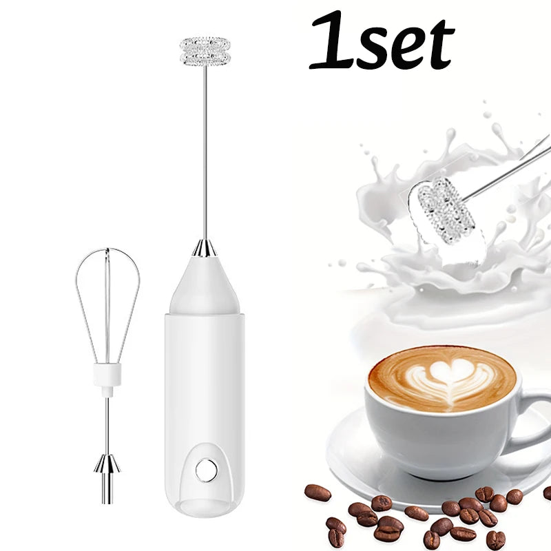 1/2sets Electric Handheld Egg Beater Coffee Milk Frother Portable Milk Foam Maker for Baking Food Mixer Essential Kitchen Tool