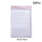 50Pcs Bubble Envelopes White Foam Shipping Bags Poly Bubble Mailers Pad Self Seal Packing Bags for Magazine 15cm 18cm 23cm 25cm