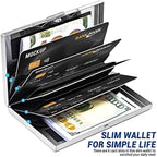 Anti-Scan RFID Blocking Card Holder - Aluminum Metal Wallet for 6 ID/Bank Cards Business Credit Card Case with Secure Protection