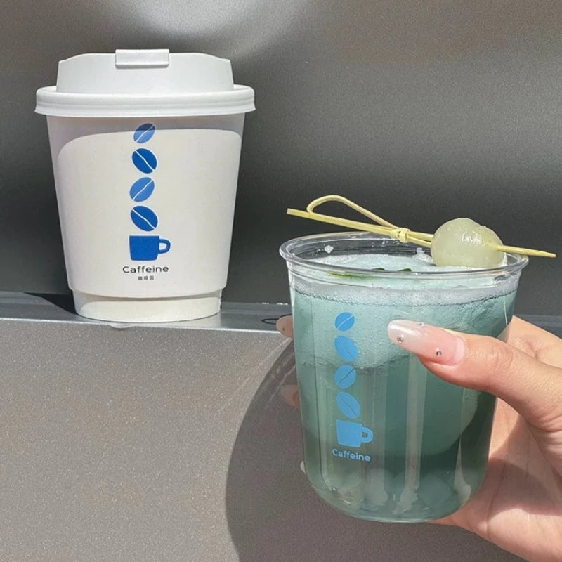 Hot Cold Dual Use 330ml Double Layer Paper Cup Coffee Cups Disposable Multi Purpose Beverage Container PET 400ml Cold Drink Cups