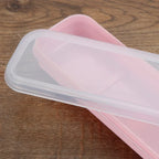 Portable Travel Tableware Storage Box with Transparent Cover Utensil Organizer for Outdoor School Home Dinnerware Kit