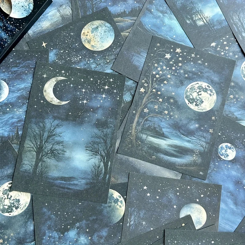 30 sheets lunar starry sky Retro Scrapbooking Material Background Paper Journal Hand Account DIY Creative Stationery Supplies
