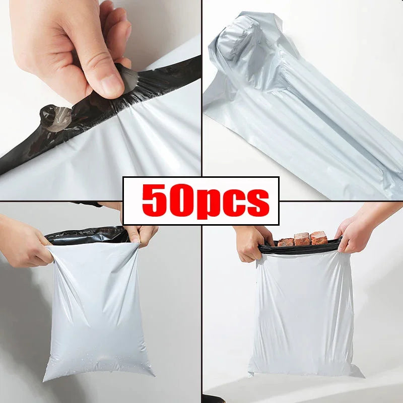 50pcs Solid White Poly Shipping Bag Mailers Mail Courier Bag PE Plastic Express Envelope Storage Bags Self Seal Packing Pouch